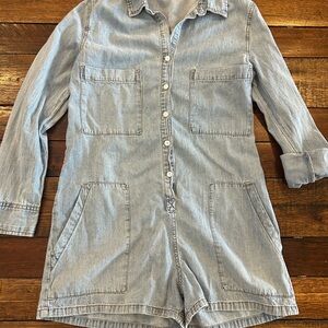 dylan Light Blue Denim Romper
